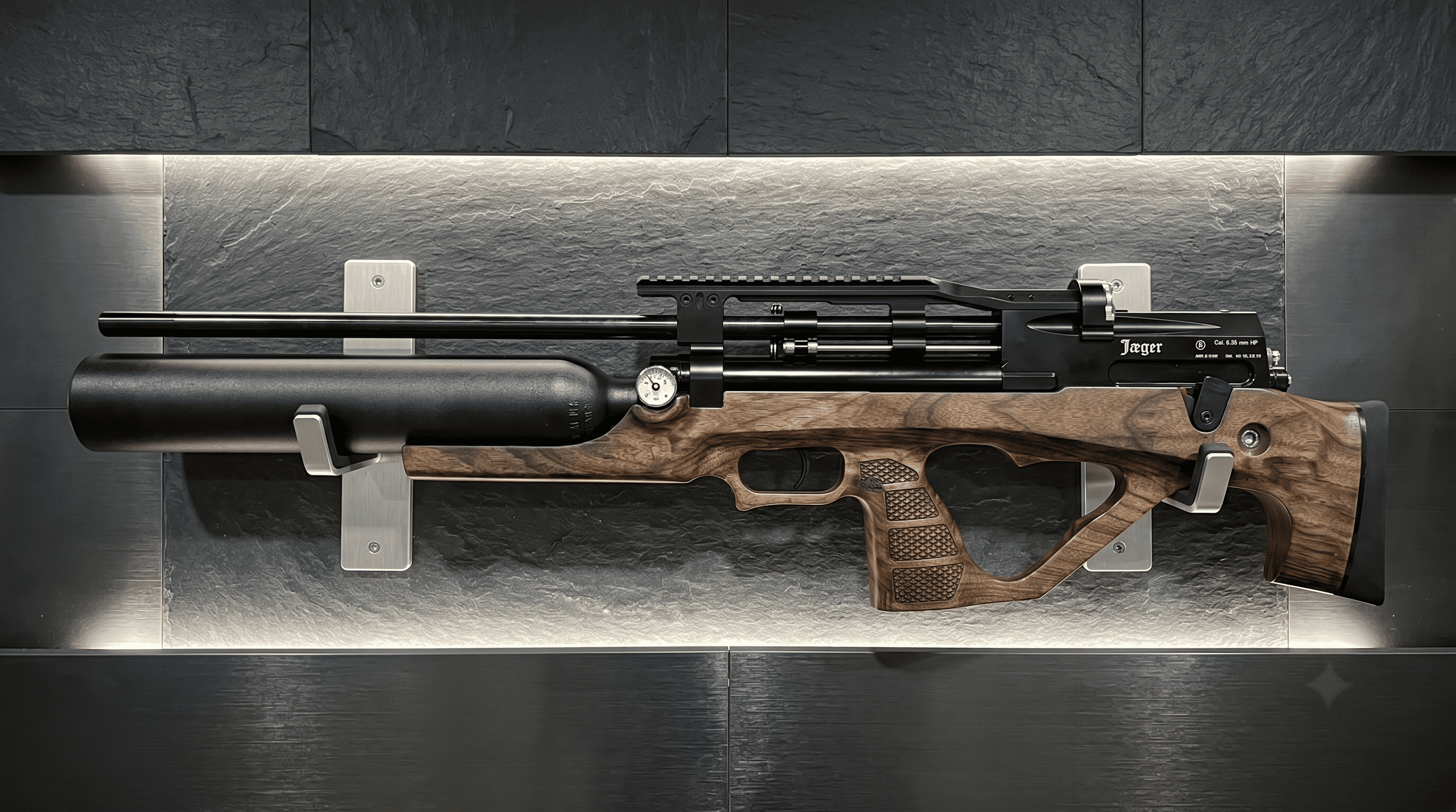 Фото PCP Егерь с передним взводом Jager SP BullPup Колба (6.35 мм, дерево, 590 мм) в интернет-магазине Nickhunter