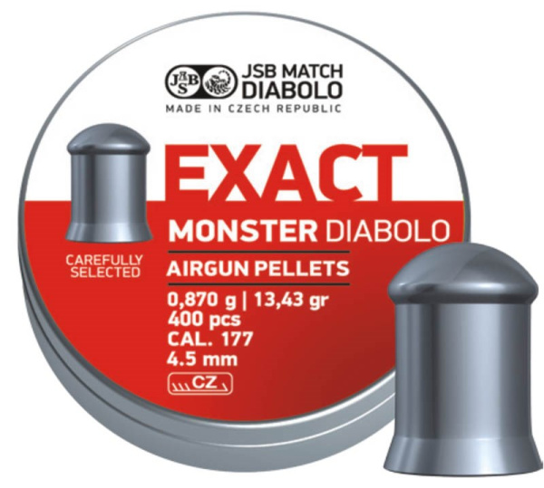 Фото JSB Exact Monster Diabolo 4,52 мм — 0,870 г (400 шт.) в интернет-магазине Nickhunter