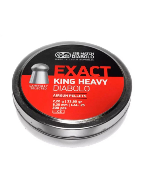 Фото JSB Exact King Heavy Diabolo 6,35 мм — 2,2 г (300 шт.) в интернет-магазине Nickhunter